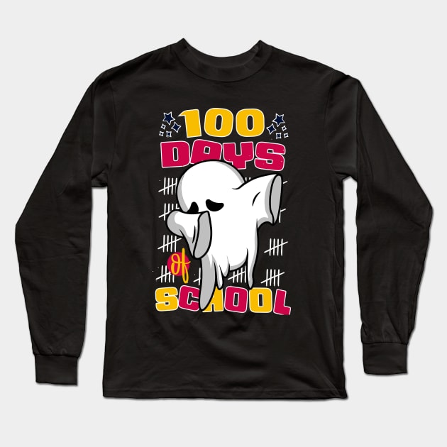 100 days of school featuring a Cute dabbing ghost #5 Long Sleeve T-Shirt by XYDstore